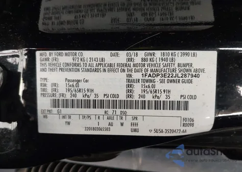 2018 Ford Focus S from USA, damaged, VIN 1FADP3E22JL287940